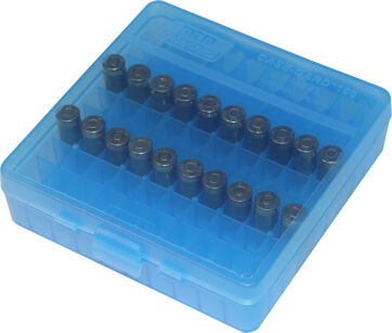 Pudełko na amunicję krótką P-100-45-24 MTM (100szt,45ACP,40SW...) niebieskie P-100-45-24